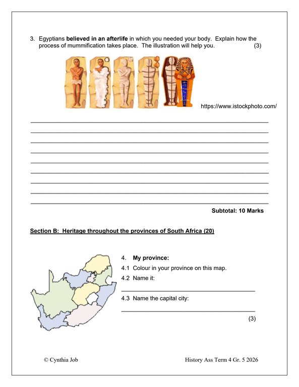 Social Sciences History Gr. 5 Assessment Task 2026 Term 4 - Image 3