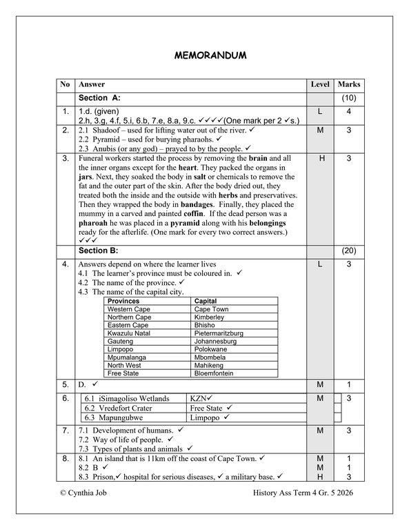 Social Sciences History Gr. 5 Assessment Task 2026 Term 4 - Image 5