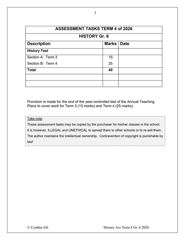 Social Sciences History Gr. 6 Assessment Task 2026 Term 4 - Image 2