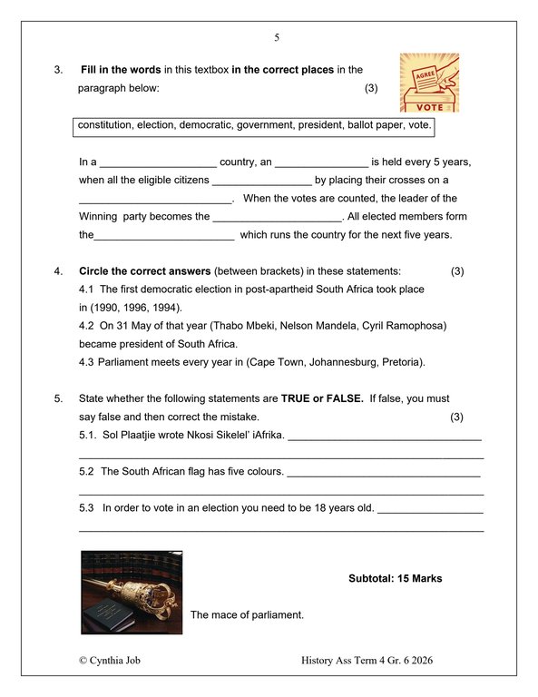 Social Sciences History Gr. 6 Assessment Task 2026 Term 4 - Image 3