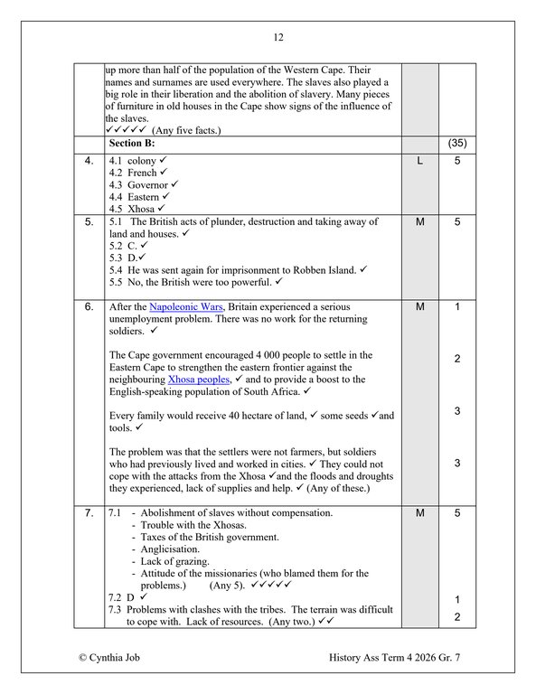 Social Sciences History Gr. 7 Assessment Task 2026 Term 4 - Image 5