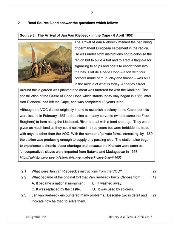 Social Sciences History Gr. 7 Assessment Task 2026 Term 4 - Image 3