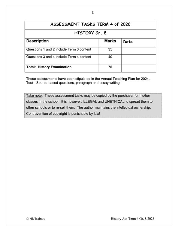 Social Sciences History Gr. 8 Assessment Task 2026 Term 4 - Image 2