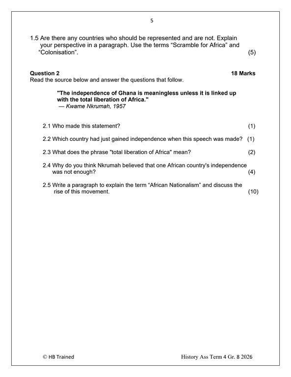 Social Sciences History Gr. 8 Assessment Task 2026 Term 4 - Image 3