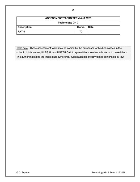 Technology Gr. 7 Assessment Task 2026 Term 4 - Image 2