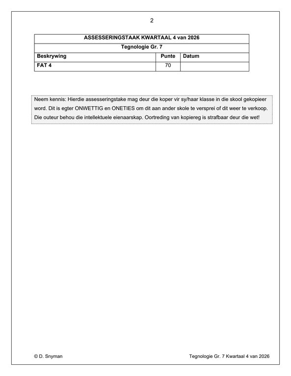 Tegnologie Gr. 7 Assesseringstaak 2026 Kwartaal 4 - Image 2