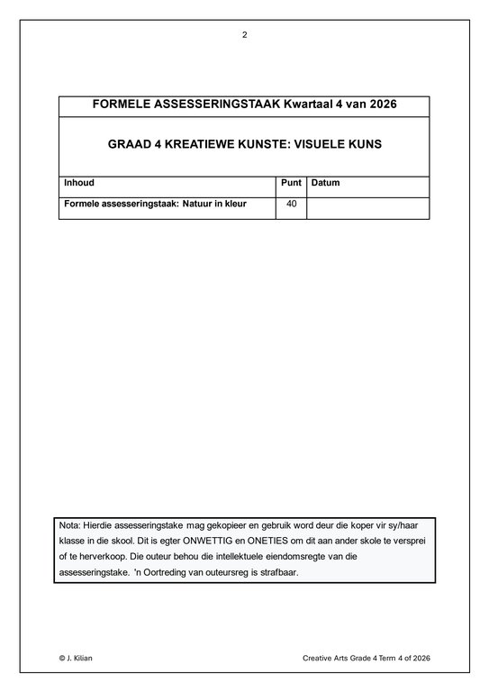 Visuele Kuns Gr. 4 Assesseringstaak 2026 Kwartaal 4 - Image 2