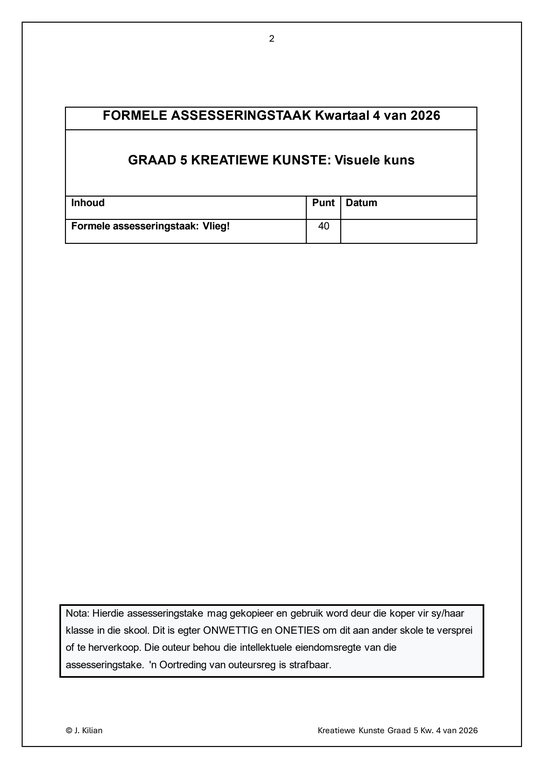 Visuele Kuns Gr. 5 Assesseringstaak 2026 Kwartaal 4 - Image 2
