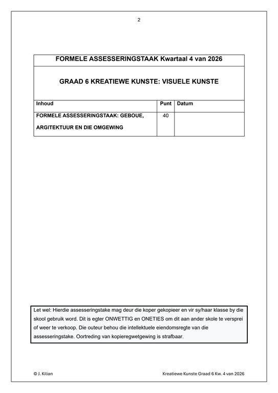 Visuele Kuns Gr. 6 Assesseringstaak 2026 Kwartaal 4 - Image 2