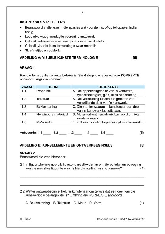 Visuele Kuns Gr. 7 Assesseringstaak 2026 Kwartaal 4 - Image 4