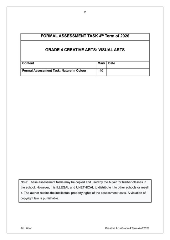 Visual Arts Gr. 4 Assessment Task 2026 Term 4 - Image 2