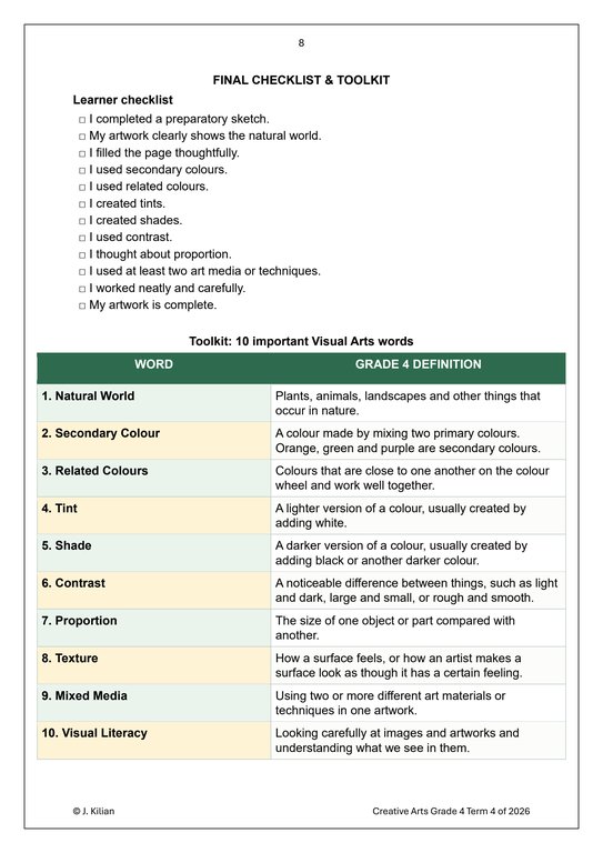Visual Arts Gr. 4 Assessment Task 2026 Term 4 - Image 5