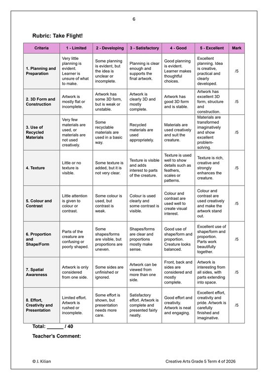 Visual Arts Gr. 5 Assessment Task 2026 Term 4 - Image 4