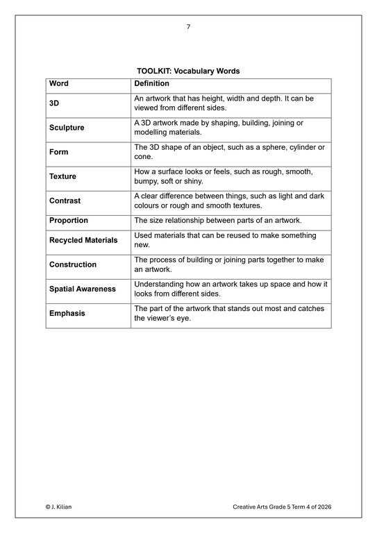 Visual Arts Gr. 5 Assessment Task 2026 Term 4 - Image 5