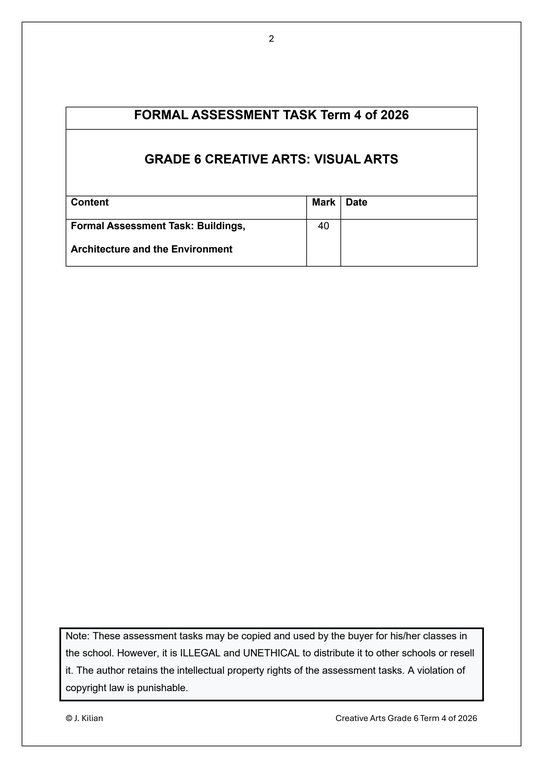 Visual Arts Gr. 6 Assessment Task 2026 Term 4 - Image 2
