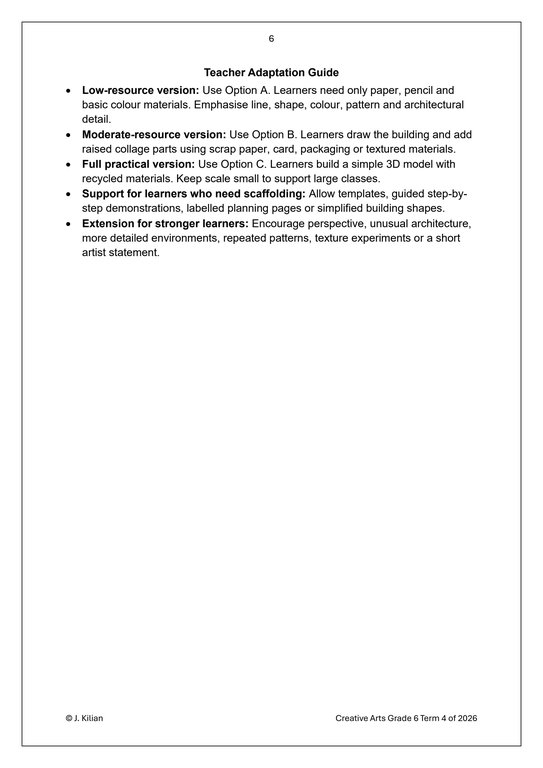 Visual Arts Gr. 6 Assessment Task 2026 Term 4 - Image 4