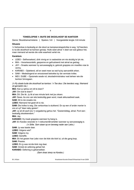 Drama (Afrikaans) Gr. 9 Assesseringstaak 2026 Kwartaal 4 - Image 3