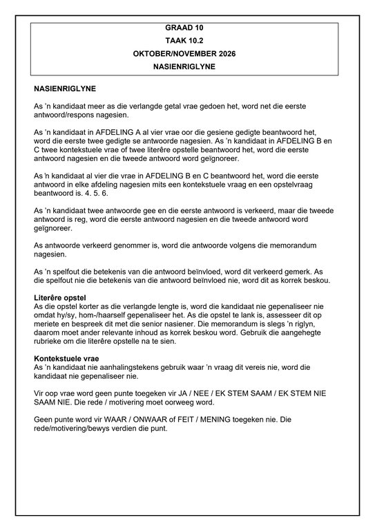 Afrikaans Huistaal Gr. 10 Assesseringstaak 2026 Kwartaal 4 Vraestel 2 - Image 5