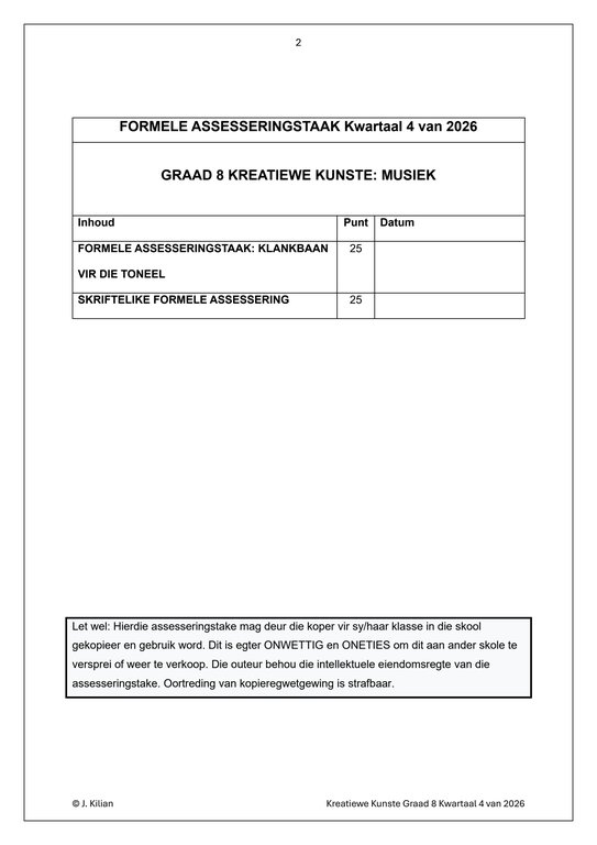 Musiek Gr. 8 Assesseringstaak 2026 Kwartaal 4 - Image 2