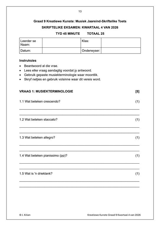 Musiek Gr. 9 Assesseringstaak 2026 Kwartaal 4 - Image 4