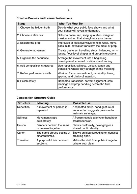 Dance Gr. 9 Assessment Task 2026 Term 4 - Image 3