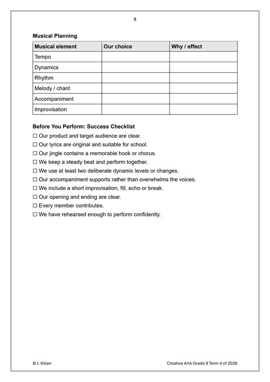 Music Gr. 9 Assessment Task 2026 Term 4 - Image 4
