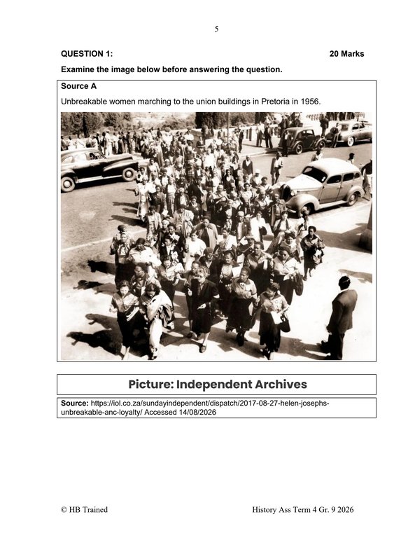 Social Sciences History Gr. 9 Assessment Task 2026 Term 4 - Image 4