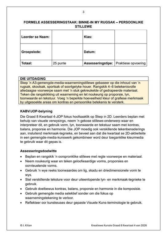 Visuele Kuns Gr. 8 Assesseringstaak 2026 Kwartaal 4 - Image 3